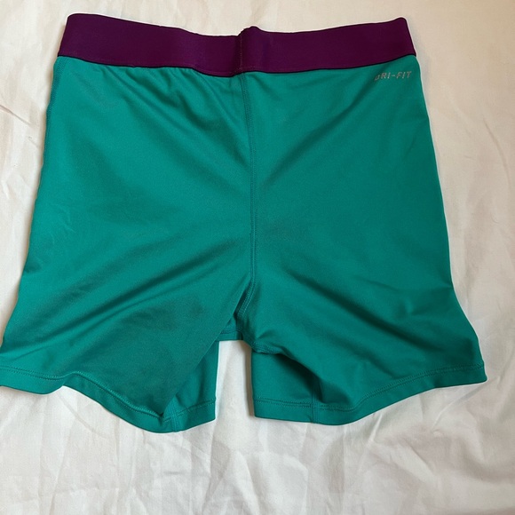 Nike Pro Teal and Purple Athletic Shorts - Picture 2 of 3